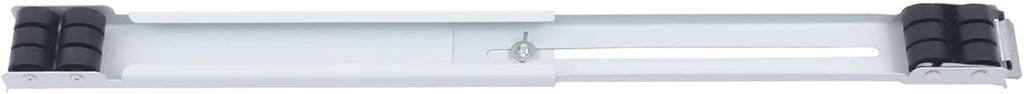A long, narrow white rectangular product with black end caps and a small central screw or connector, photographed against a plain white background.