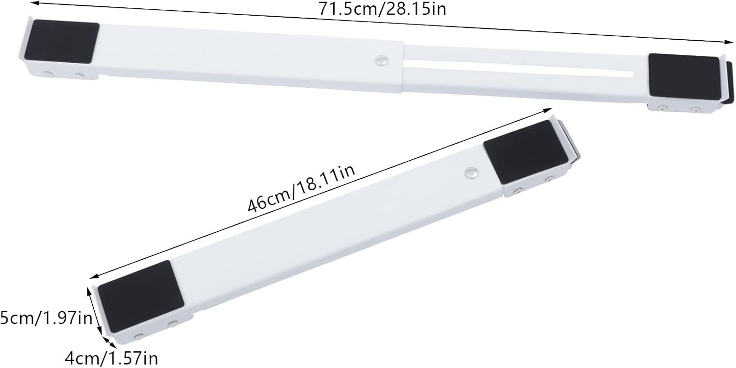 White plastic bar with black rubber end pads, shown with dimension annotations: 71.5 cm length, 46 cm diagonal length, and 5 cm width.