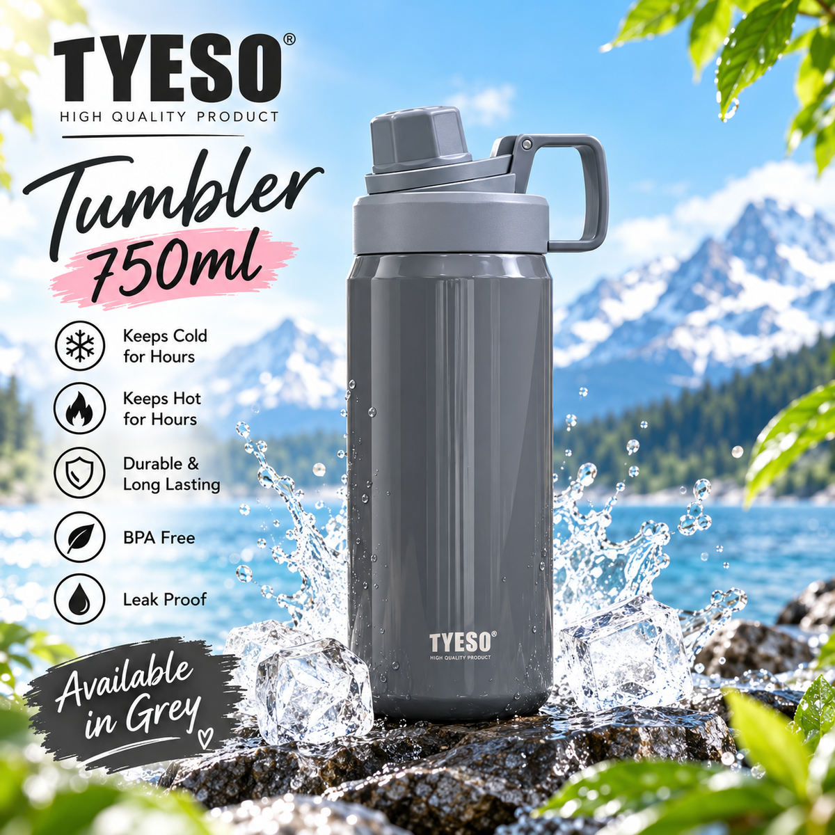 TYESO 750ml Insulated Tumbler with Handle – Hot & Cold Travel Bottle