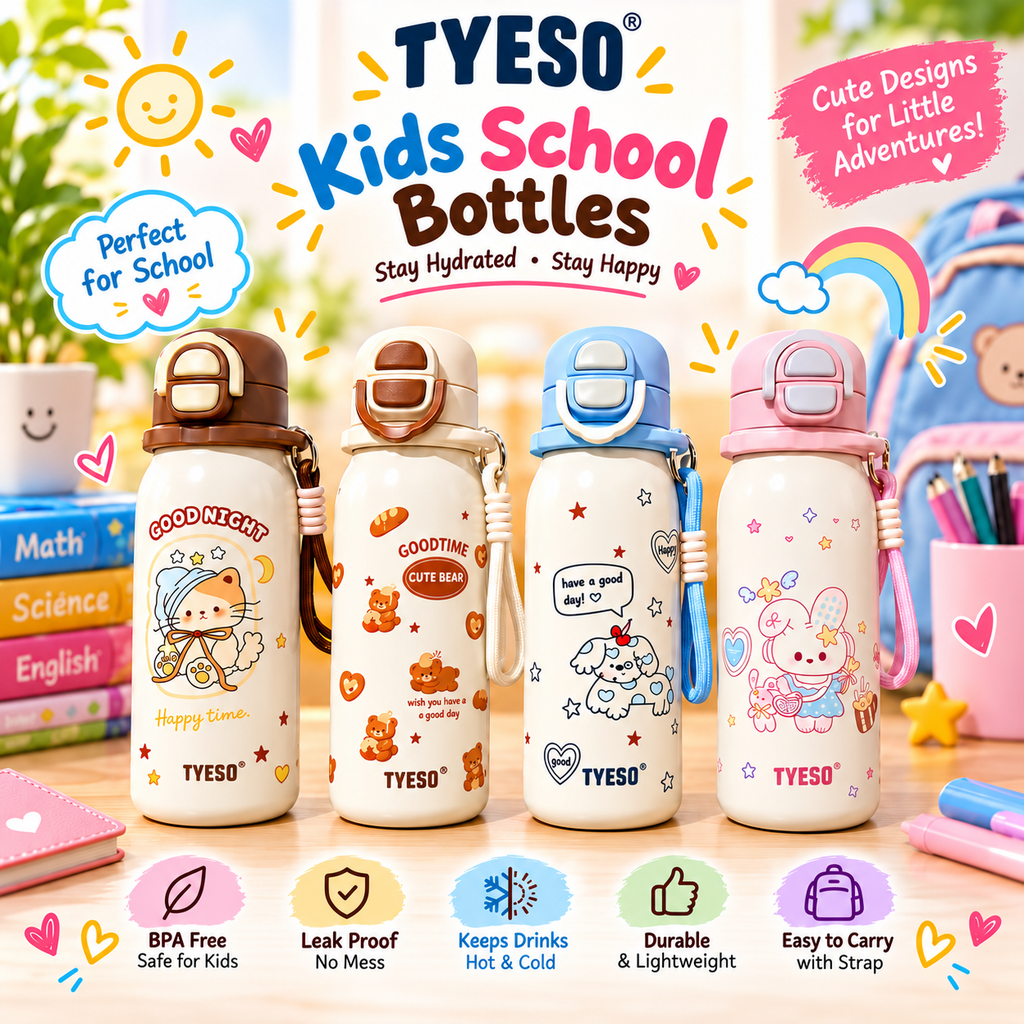 TYESO Kids 460ml Insulated Water Bottle with Strap