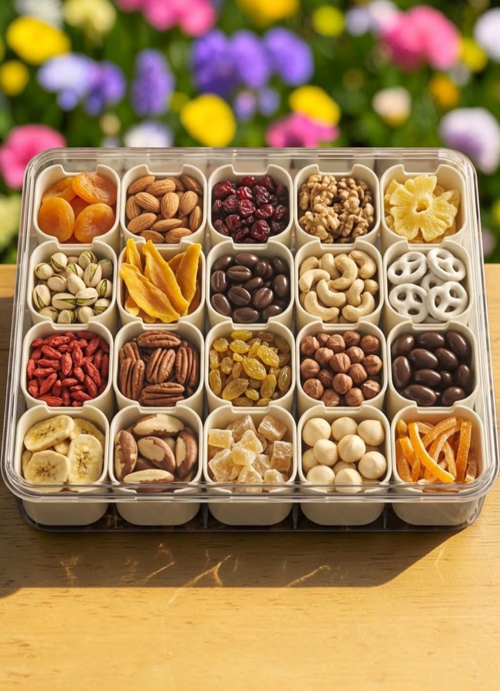 Beiryta 16-Compartment Snack & Serving Box with Handle