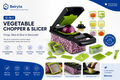 Beiryta 12-in-1 Vegetable Chopper & Slicer with interchangeable blades for chopping, slicing, dicing and grating vegetables quickly.