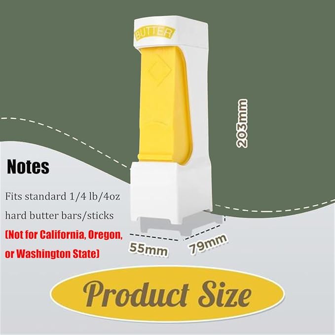 Product dimensions and size guide for the Beiryta Butter Slice Pro butter cutter