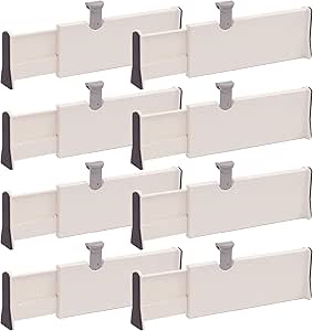 Six white plastic drawer pull covers with gray mounting clips, arranged in two columns of three on a plain white background.
