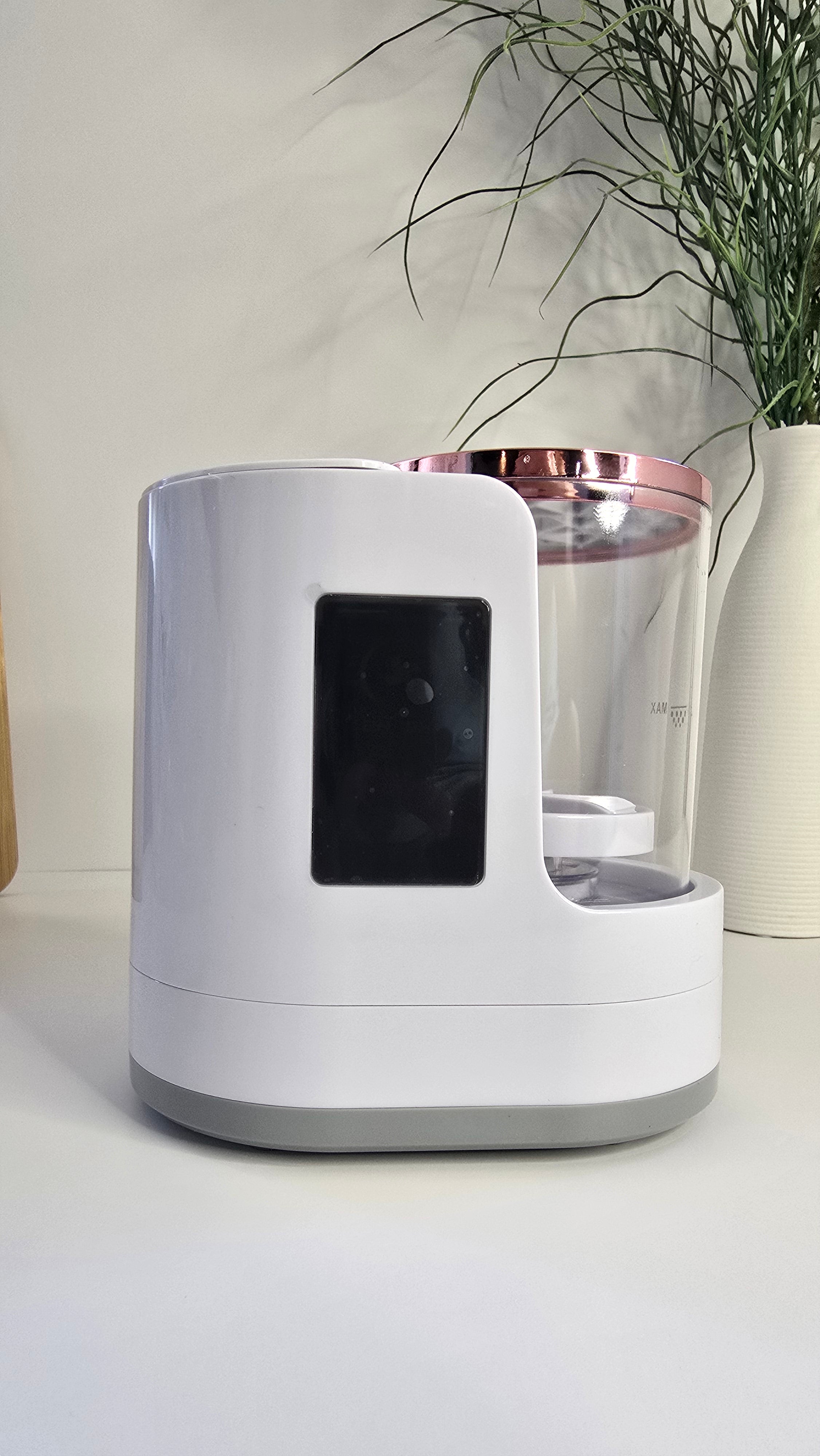 Beiryta electric makeup brush cleaner displayed on a modern vanity.