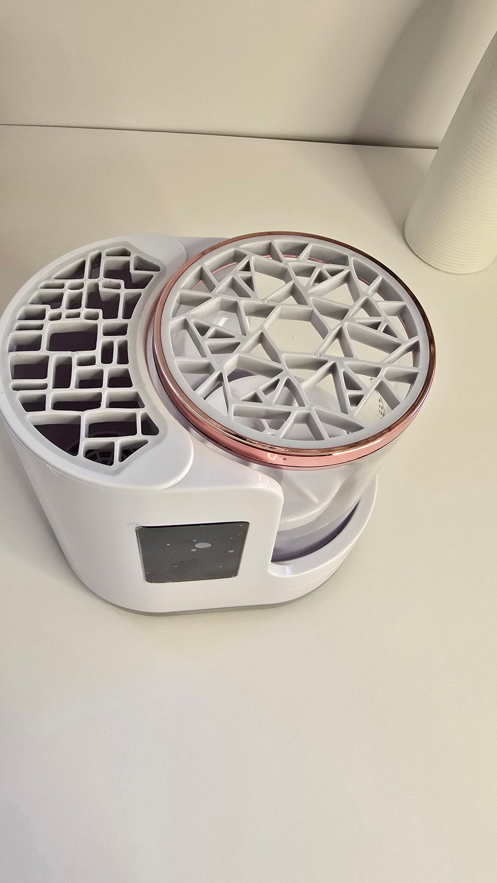 Top view of the Beiryta electric makeup brush cleaner showing the brush holder and drying rack.