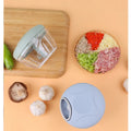 Components and food-preparation uses of the compact manual food chopper