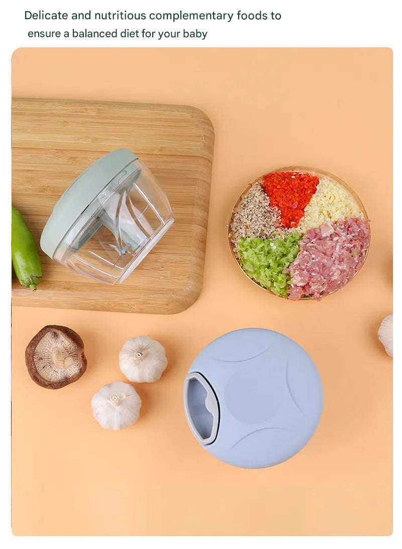 Components and food-preparation uses of the compact manual food chopper