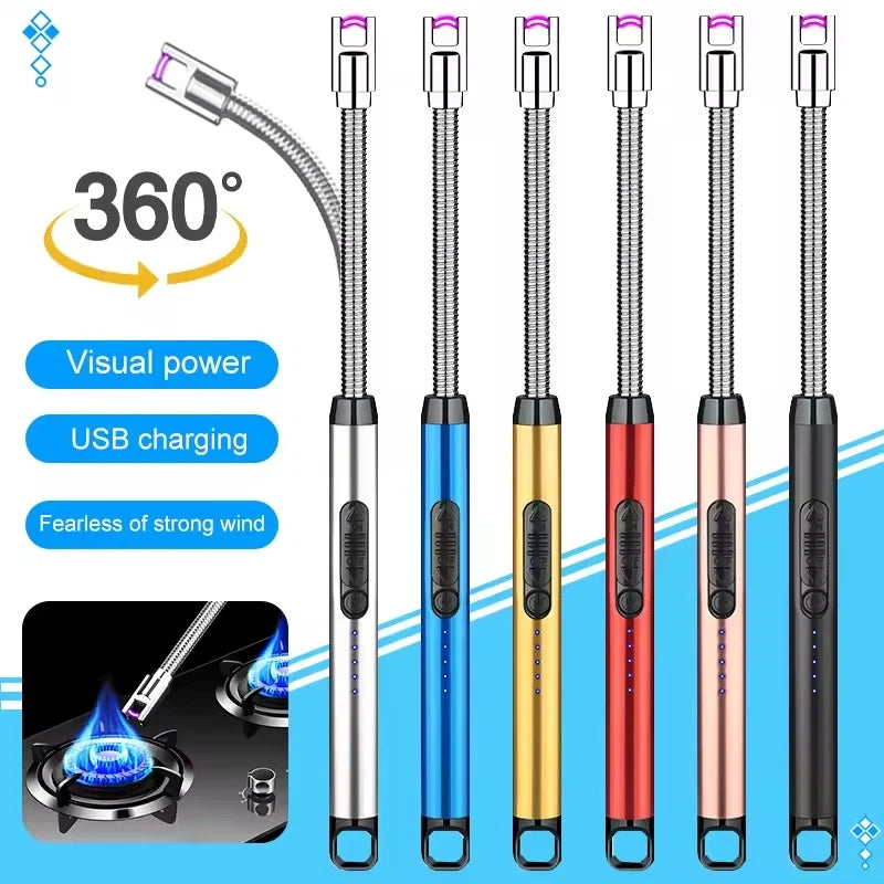 Set of flexible torches in various colors with charging and visual power features.