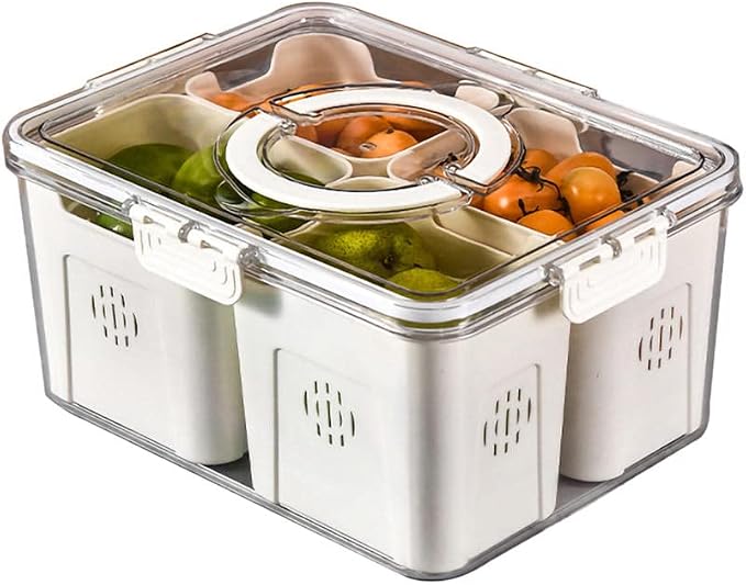Beiryta vacuum food storage container with airtight lid and divided compartments for refrigerator organization.
