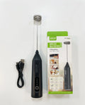 GreenLyca rechargeable milk frother with whisk, USB charging cable and packaging