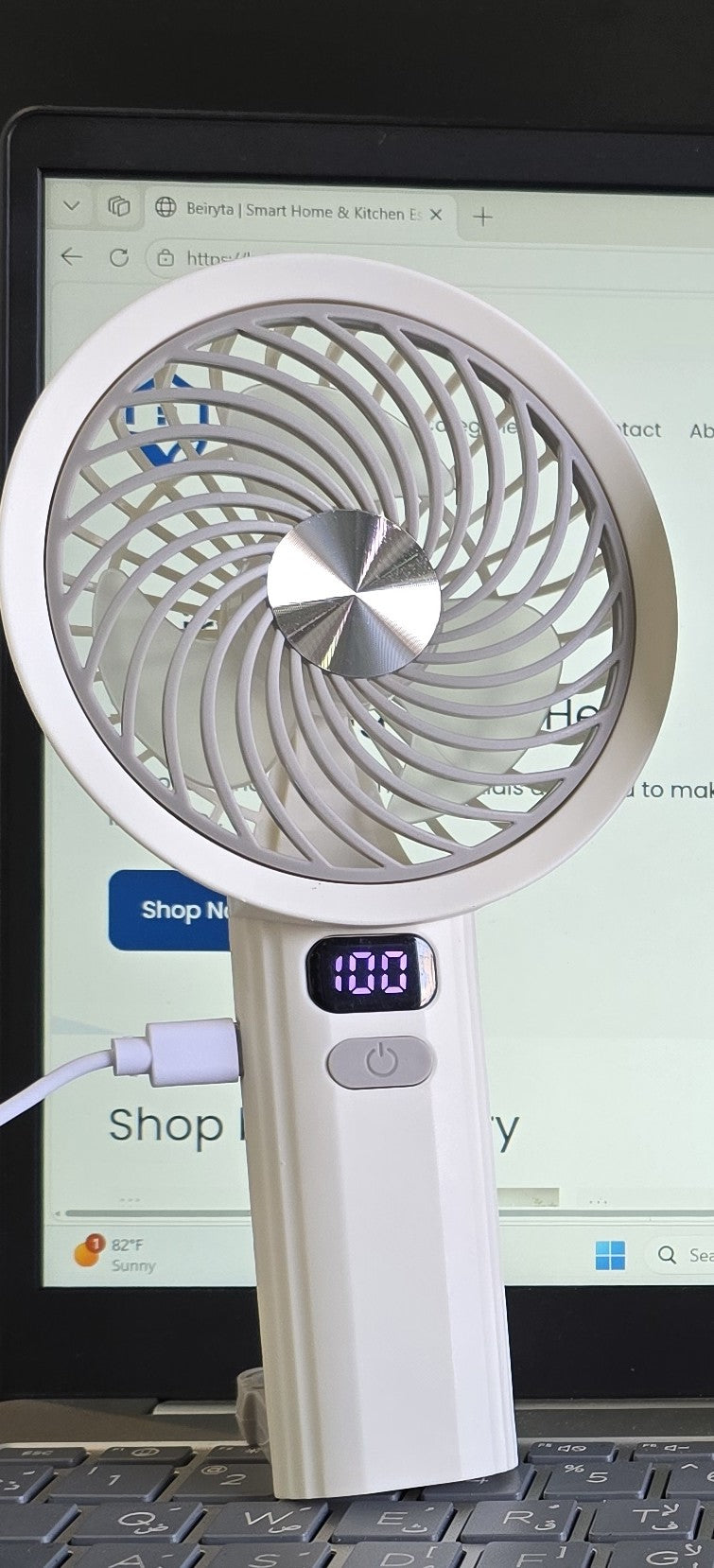 Beiryta Rechargeable Handheld Fan with Digital Display & Stand